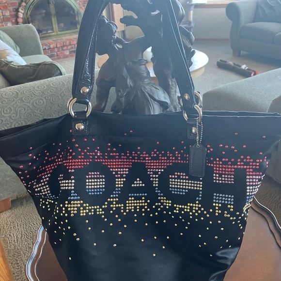 Coach Black and Red Studded holiday limited edition satin! - Picture 8 of 10